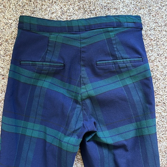 H&M Navy & Green Plaid Stretch Chino Pants Size 4 - Picture 8 of 8
